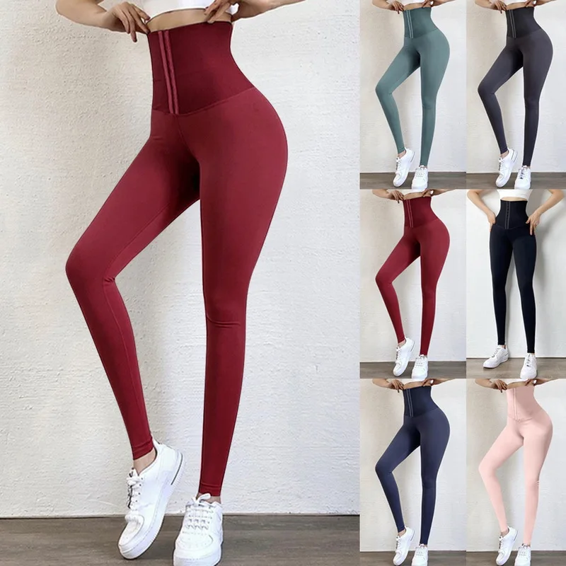 

Yoga Pants Stretchy Sport Leggings High Waist Compression Corset Tights Pants Push Up Running Women Long Trousers