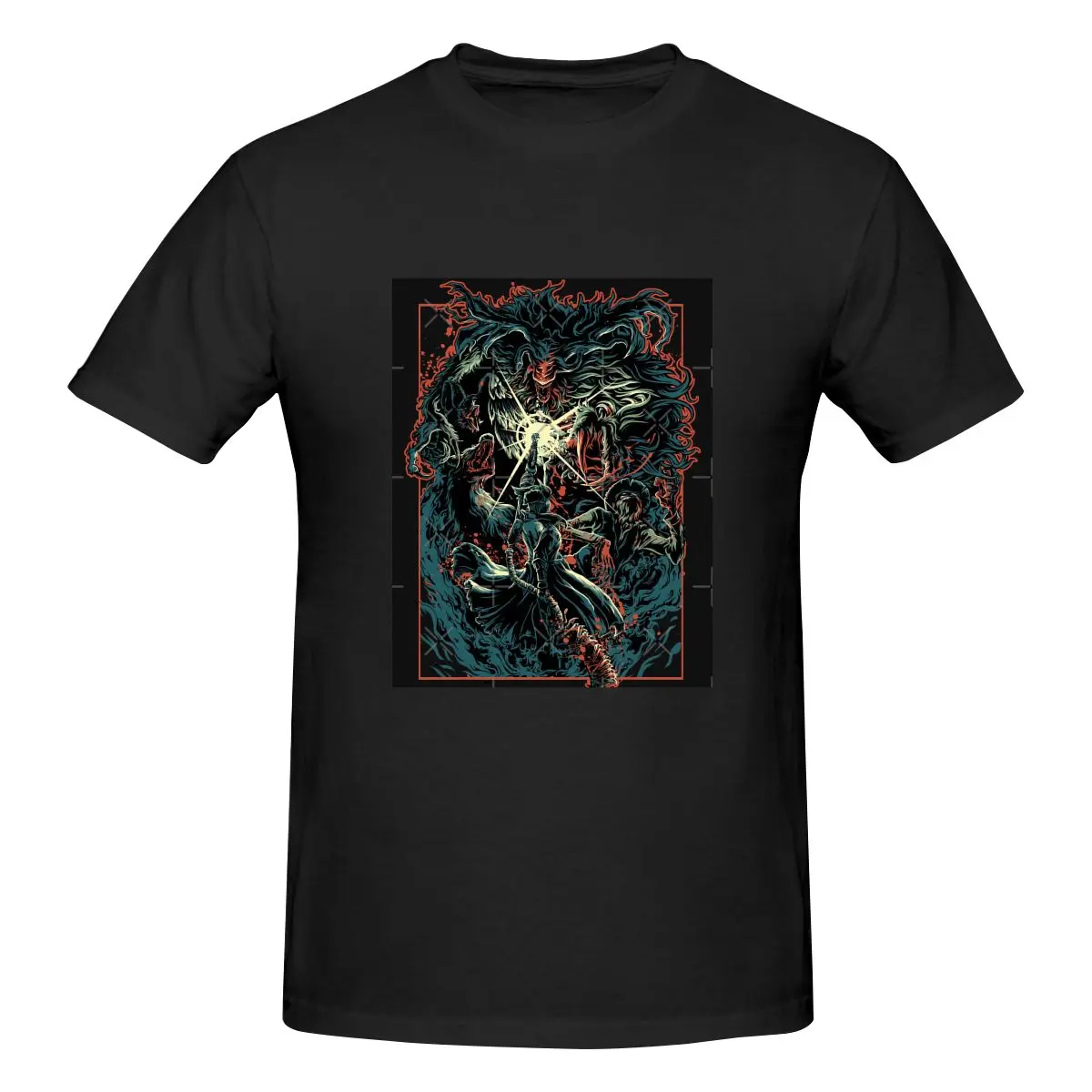 

Bloody Beast Anime Pattern T-Shirts Streetwear Retro Oversized Short Sleeve Harajuku Tops Tees Men Cotton