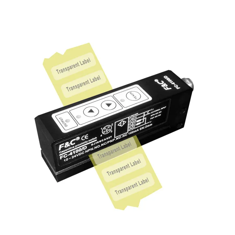 

F&C Clear Transparent Forked Sensor, NPN/PNP all in one Capacitive label sensors, paper or any non-metallic label transducer