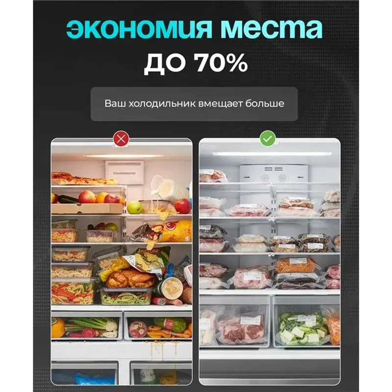 Пакеты для вакуумной упаковки A27F, 100 шт., текстурированные пакеты для вакуумной упаковки, 3 разных размера для замораживания, приготовления еды и су-вид. (art.: 3920dbd03c95e) - 3920dbd03c95e