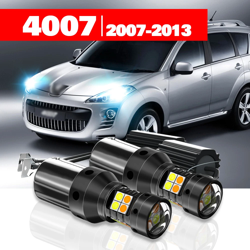 

For Peugeot 4007 2007-2013 Accessories 2pcs LED Dual Mode Turn Signal+Daytime Running Light DRL 2008 2009 2010 2011 2012