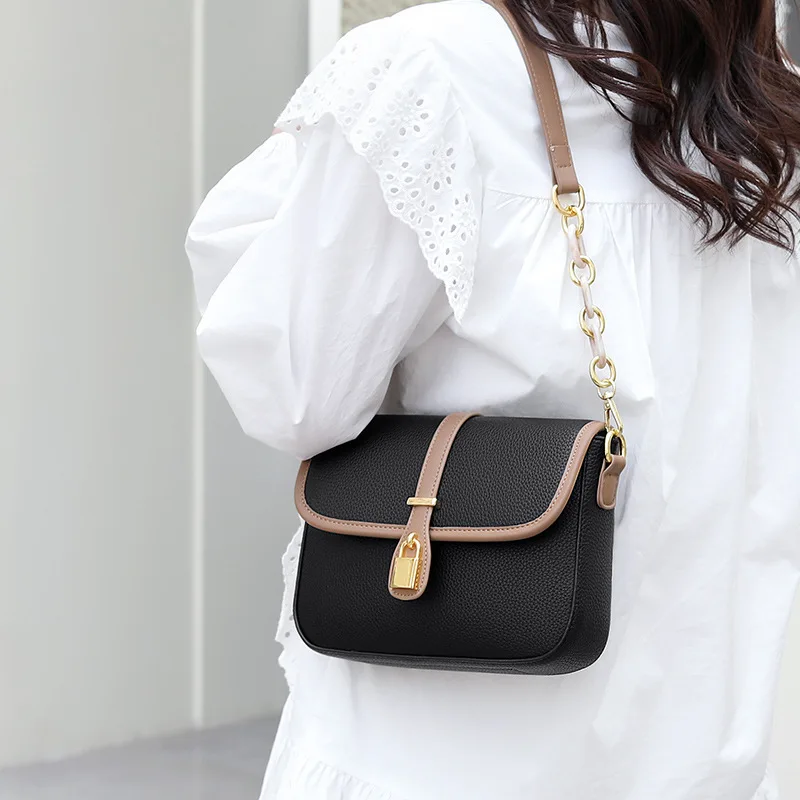 

Two Shoulder Straps Trendy Shoulder Underarm Women's Bag New Advanced Sense Niche Design Contrast Color Lady's Crossbody Bags