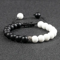 natural black white onyx agates bracelets trendy men 8mm tiger eye stone adjustable bracelets women handmade yoga energy jewelry