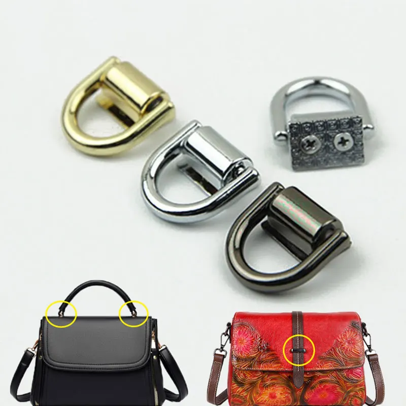 2Pcs O D Ring Bag Side Clip Buckles Screw Handbag Rings Chain Handles Connector Bag Strap Belt Hanger DIY Bag Accessories