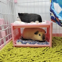 small hamster bed wear resistant solid large space double layers reduce stress guinea pig bunk corner bed pet supplies
