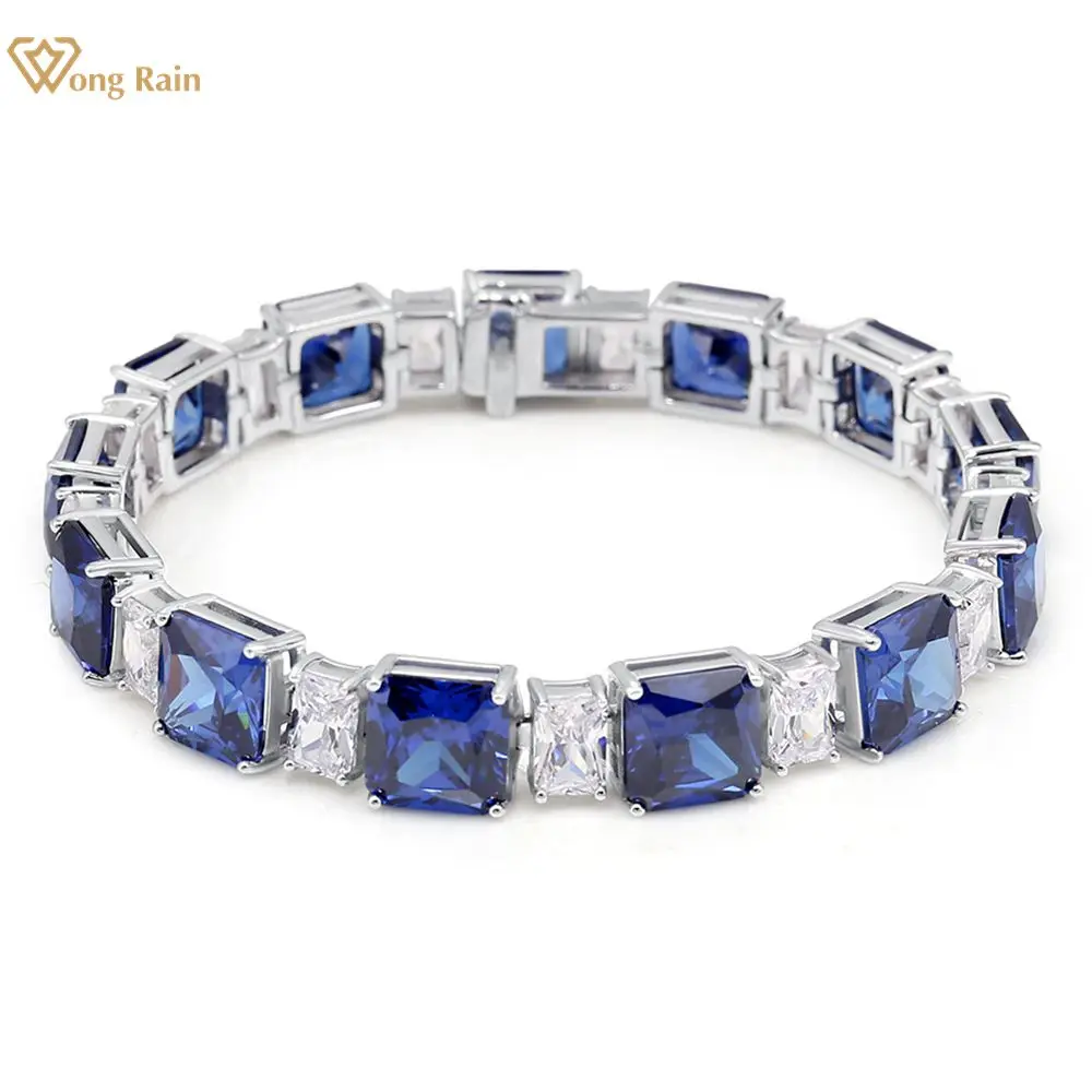 

Wong Rain 925 Sterling Silver Lab Sapphire Citrine High Carbon Diamonds Tennis Charm Bracelets Wedding Fine Jewelry Wholesale