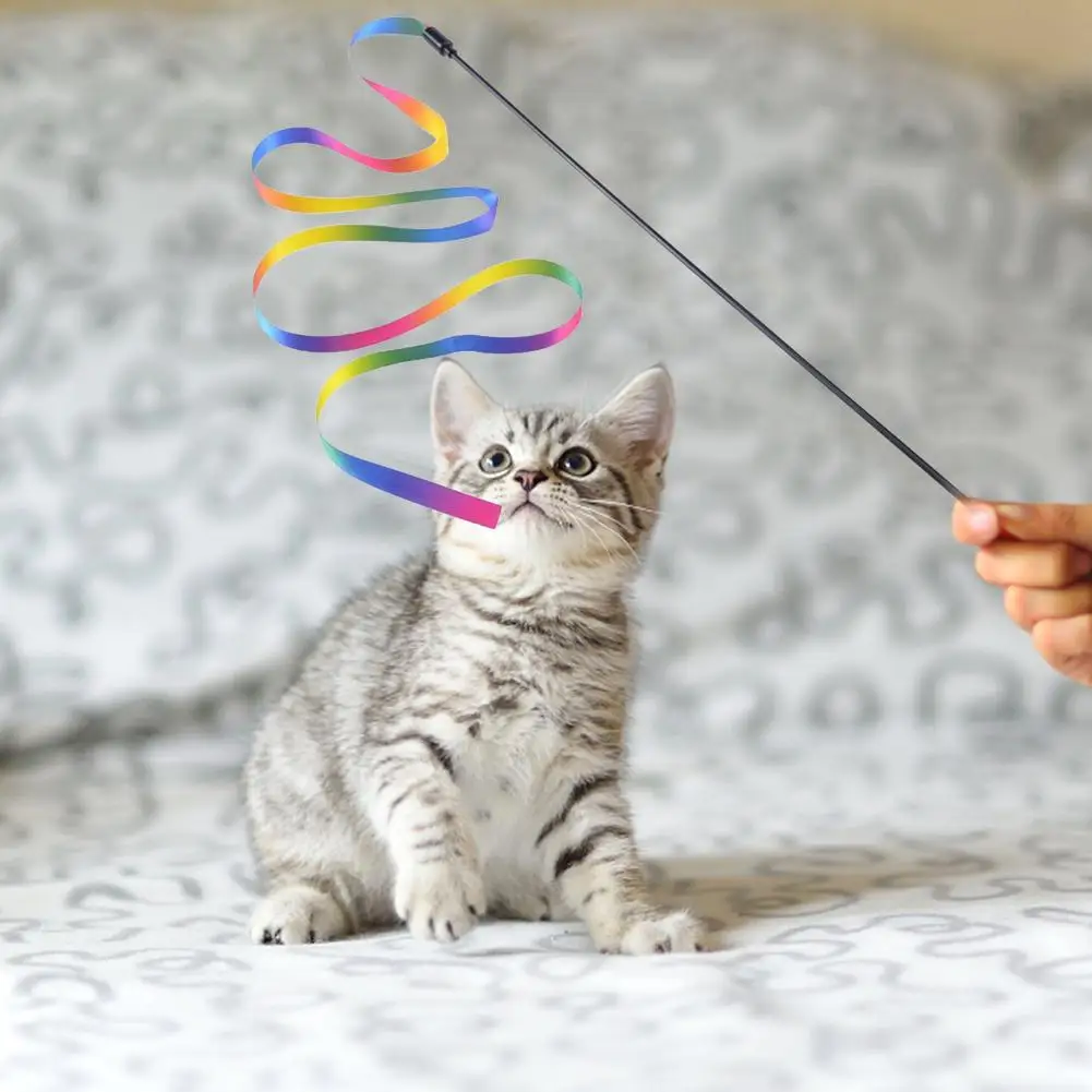 

Interactive Funny Cat Stick Toys Charmer Plush Double-sided Colorful Ribbon Cats Catcher Teaser Wand Toy For Pets Training