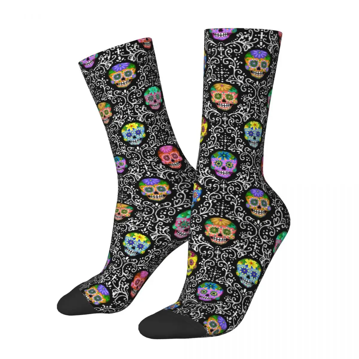 

Autumn Winter Crazy Design Men's Women's Sugar Skull Socks Face Non-slip Sports Socks