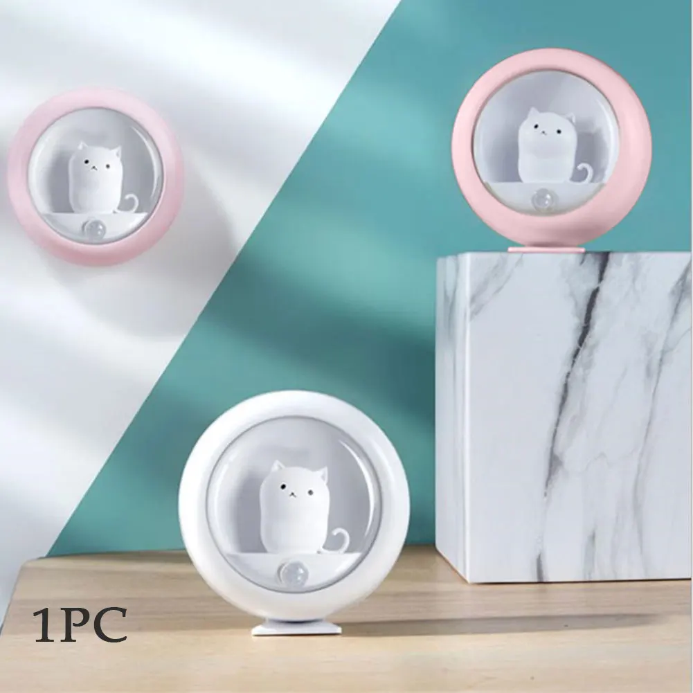

Motion Sensor Night Light Home Decor Magnetic Adjustable Brightness Lovely Cat Led Lamp For Bedroom Hallway Cabinet Closet Stair