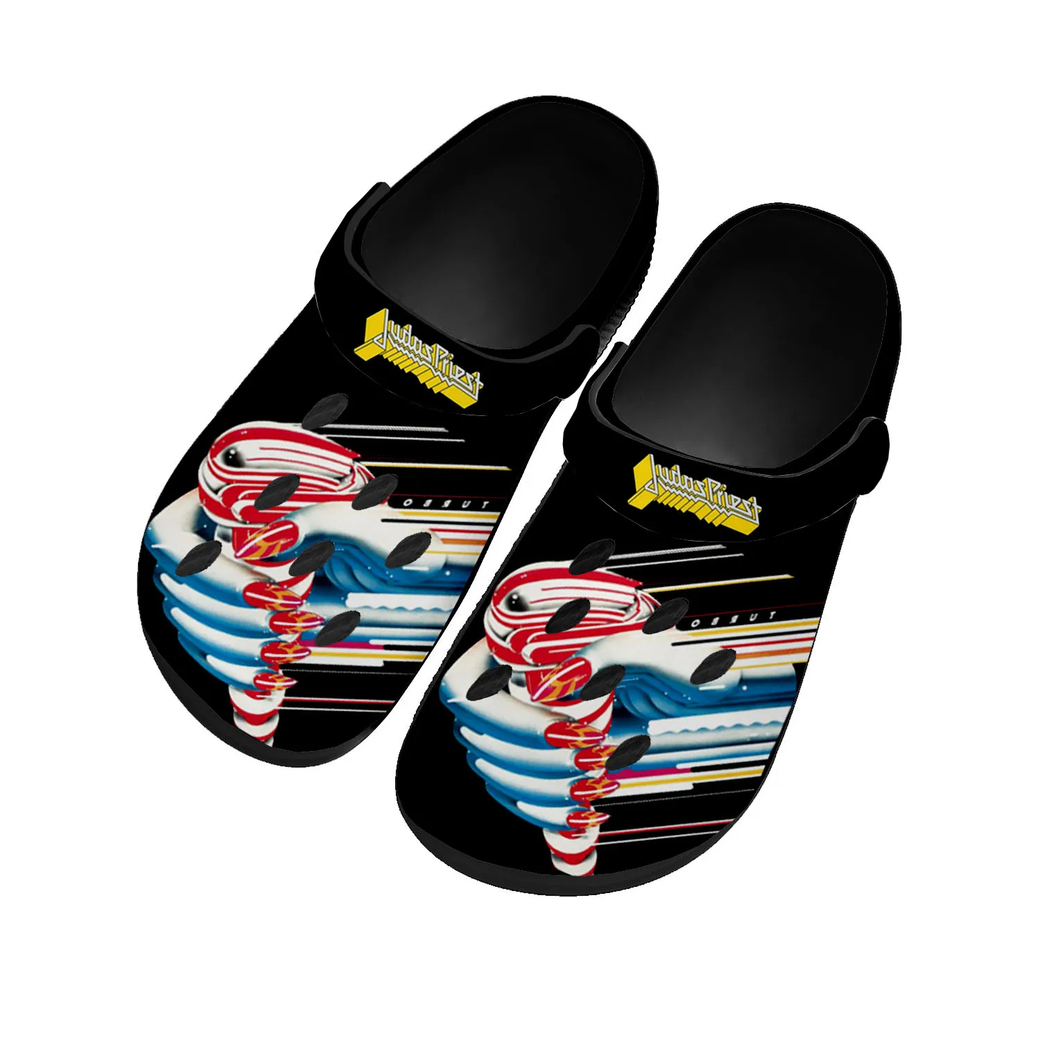 

Judas Priest Heavy Metal Rock Band Home Clogs Custom Water Shoes Mens Womens Teenager Shoes Clog Breathable Beach Hole Slippers
