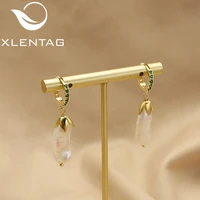 xlentag natural baroque white long pearls earring set korean style luxury fashion high end design women jewelry wedding ge1194