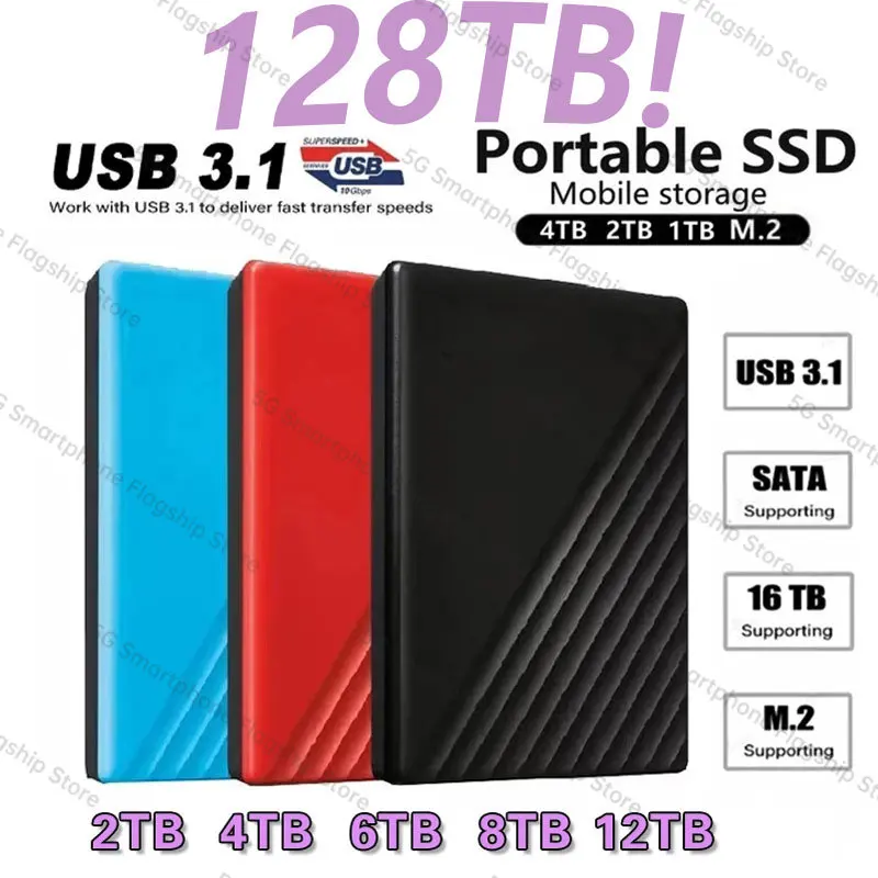 

128TB Original SSD Portable External Solid State Hard Drive 16TB 8TB 4TB USB3.0 Interface HDD Mobile Hard Drive For Laptop/mac