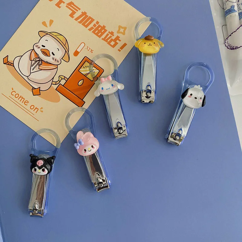 

Kawaii Kuromi My Melody Cinnamoroll Pochacco Cartoon Sanrioed Anime Series Portable Stainless Steel Nail Clippers Gift for Girls