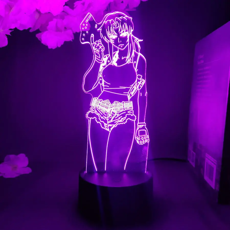 

Black Lagoon Revy Led Night Light for Bedroom Decor Colorful Nightlight Anime Gift 3d Lamp Revy Black Lagoon