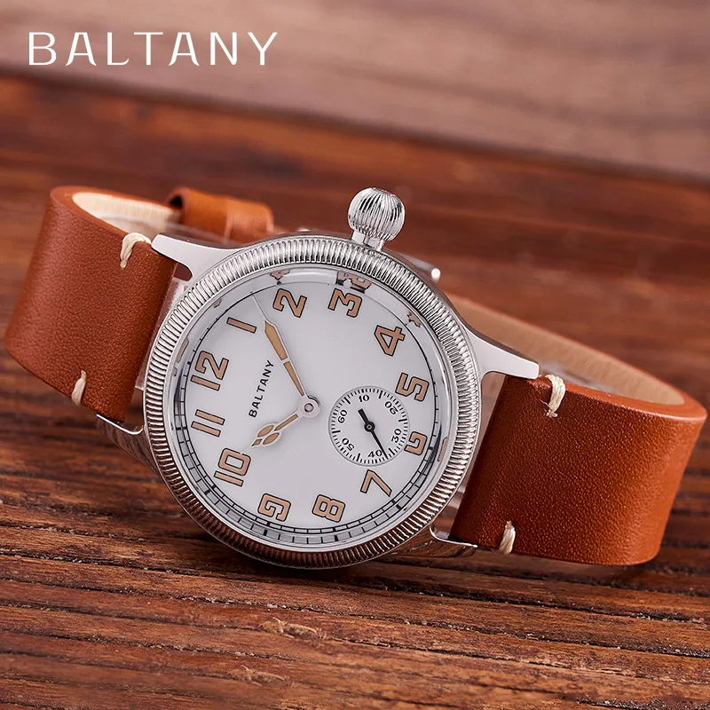Фото Мужские автоматические часы Baltany Pilot, 38 мм, механические наручные часы, спортивные, с сапфировым стеклом, водонепроницаемые, 100 м, C3, светящиеся, ST1701, военные №3