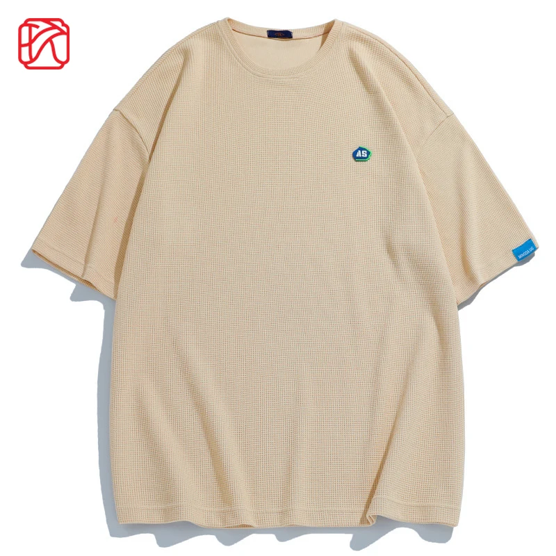 

Футболка мужская с вафельным принтом, Повседневная модная Свободная рубашка с коротким рукавом, уличная одежда унисекс для пар, весна-лето