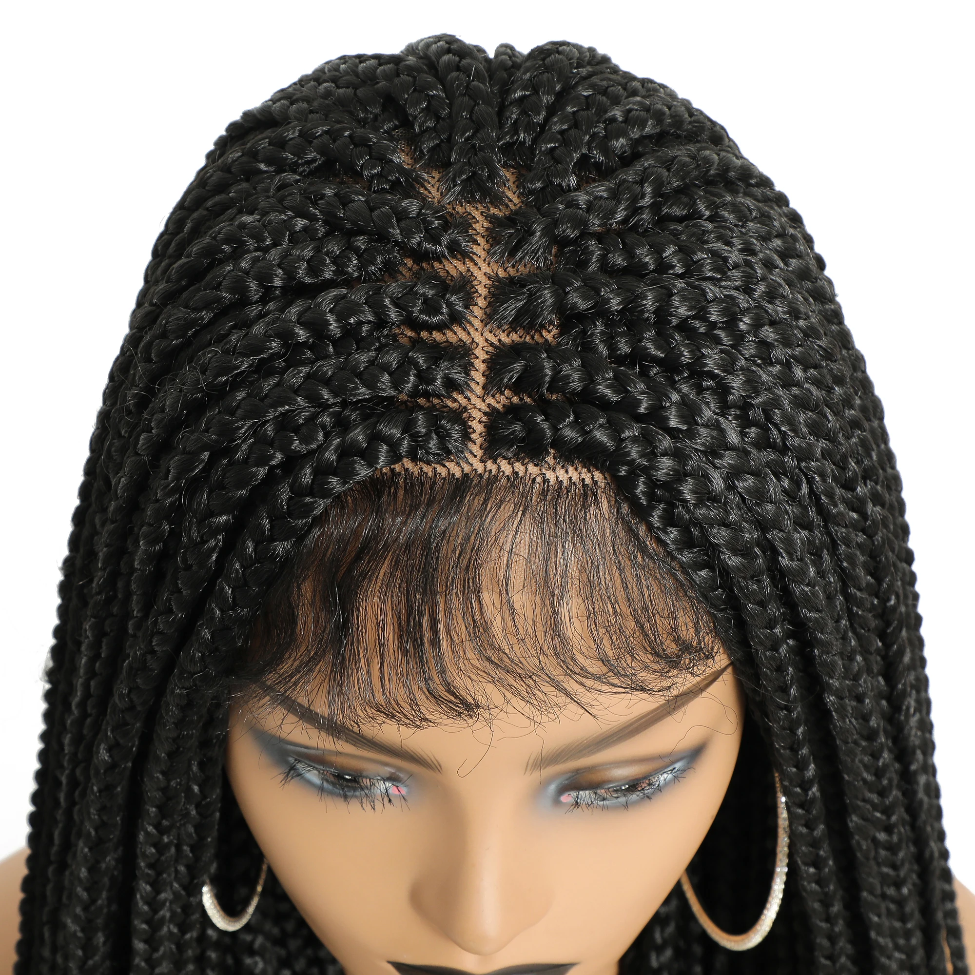 4x4 Lace Box Braided Wigs With Baby Hair 30 Inch Long Twist Braids Lace Front Wigs For Black Women Synthetic Braiding Hair Wig