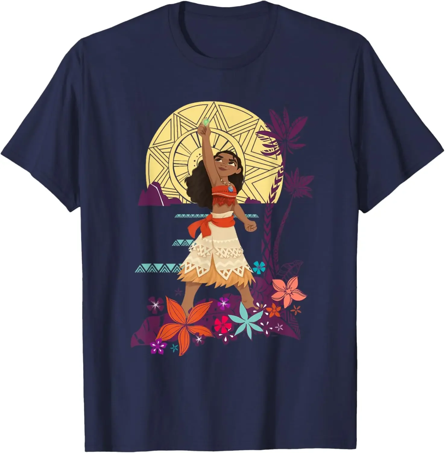 Фото Горячая модная повседневная футболка Disney Princess Moana Heart of Te Fiti, S-6XL, четыре сезона №2
