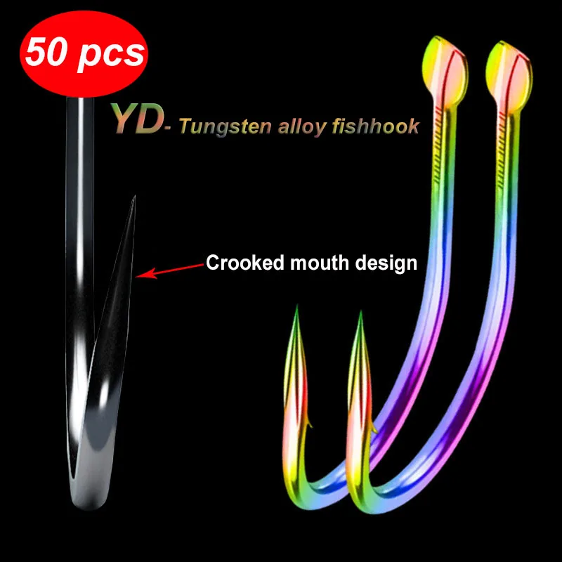 

50pcs fishing equipment YD seven-color double-groove tungsten steel tip with barb hook fishing accessories