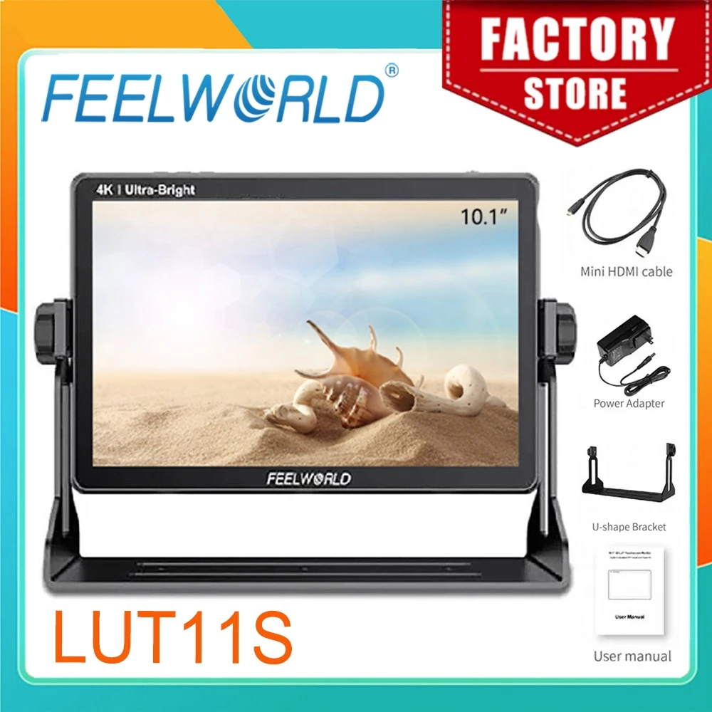 FEELWORLD DSLR-камера Монитор LUT11S 10 1 дюйма 2000 нит IPS Сенсорный экран 3DLUT 3G-SDI HDMI с внешним