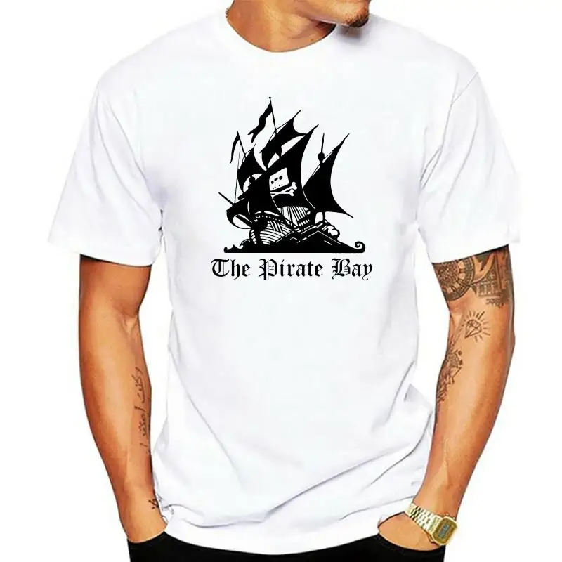 

THE PIRATE BAY BLACK SHIP LOGO T-SHIRT Web IT Hacker INTERNET Torrent GREY White