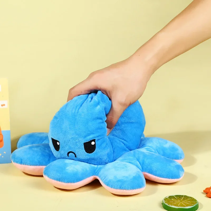 Мягкая плюшевая игрушка-Осьминог из флисовой ткани со сменным лицом