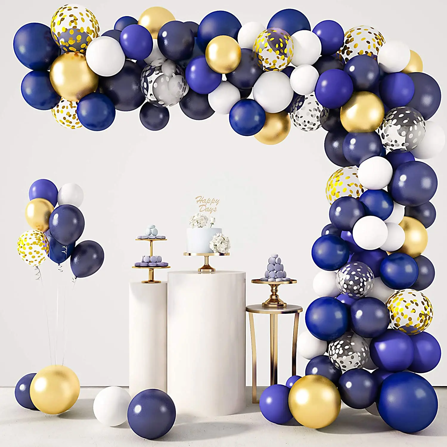 

Navy Blue Gold Balloon Garland Arch Kit 99Pcs Royal Blue Gold White Latex Balloons Silver Confetti Balloons for Boys Birthday