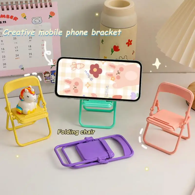 

Portable Folding Chair Mobile Phone Holder Universal Lazy Desktop Phone Holder Creative Cute Doll Desktop Stand