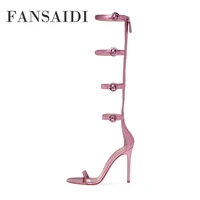 fansaidi summer sexy gold sandales gladiator fashion womens shoes pointed toe stilettos heels new narrow band 41 42 43 44 45 46