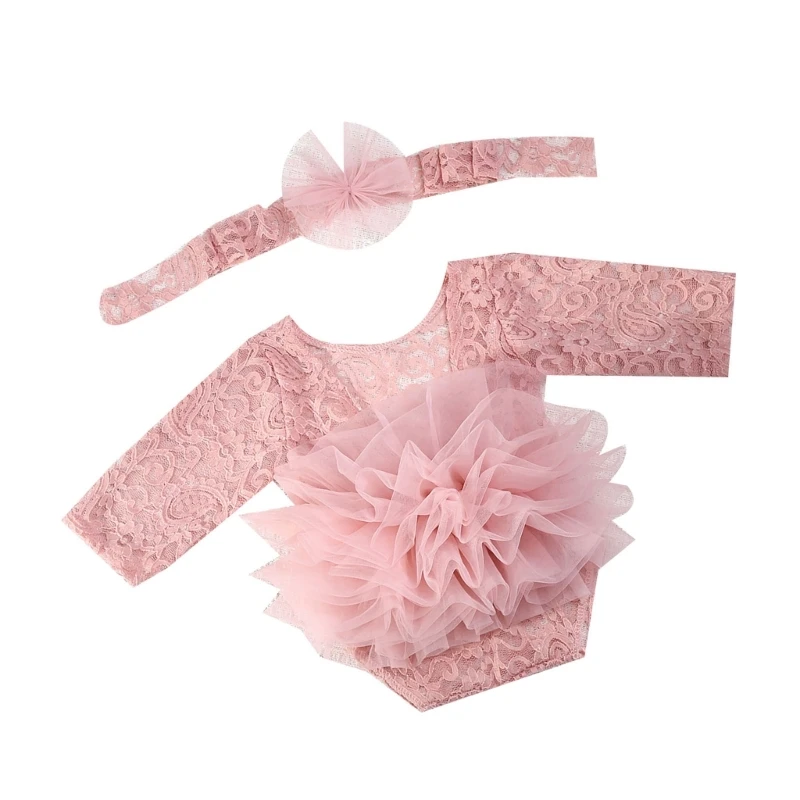 Трендовый сетчатый комбинезон для новорожденных с повязкой на голову детский