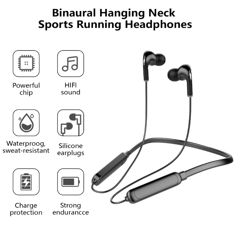 Беспроводные спортивные наушники с шейным ободом BLE5.1