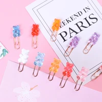 2pcs colorful paper clips bookmarks cute cartoon bear student stationery school office supplies kawaii reading accessories