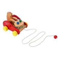 pull along toys infant toddler wooden cartoon tractors drumming game early childhood education kids walking learning resources