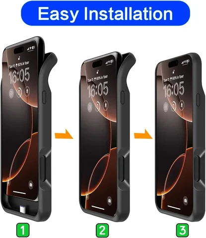 Чехол Power Case для iPhone 16 Pro, умный чехол для зарядного устройства, аккумуляторная батарея, аккумуляторная батарея, внешняя крышка для зарядки аккумулятора