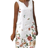 fashion women dress knee length women floral print sleeveless knee length dress dress loose dress