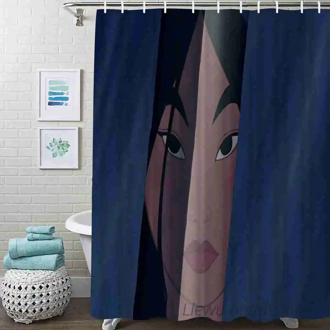 Disney Princess Mulan Shower Curtain Waterproof Li Xiang For Bathroom And Mushu Mildewproof With 12 Hooks |