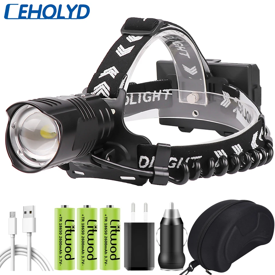 

The Most Brightest XHP90.2 LED Headlamp 3PCS 18650 Battery Power Bank 7800mah Zoom Head Lamp Usb Rechargeable Headlight Lantern