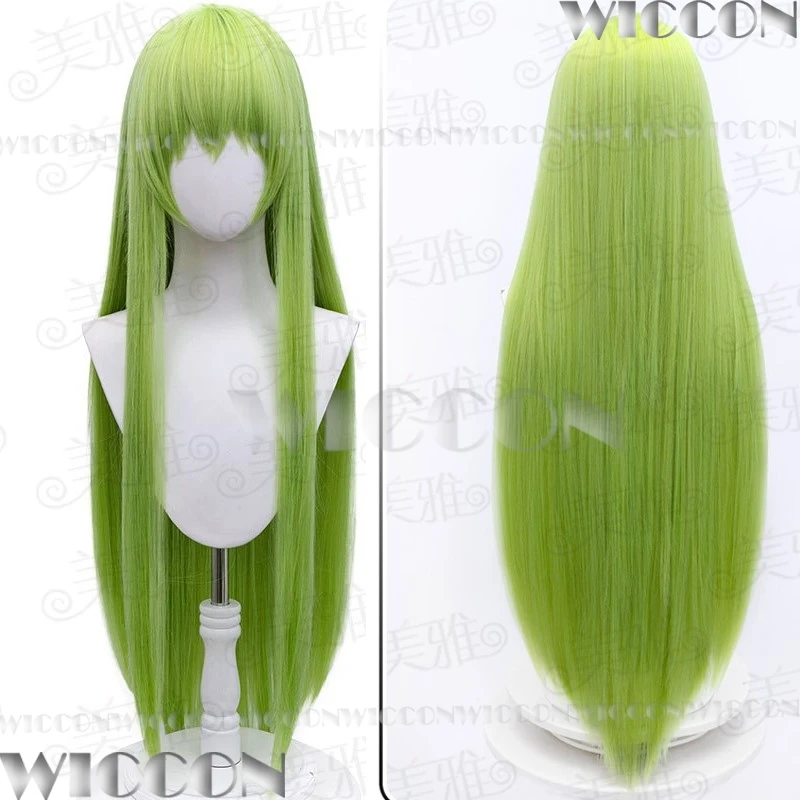 C.C. Аниме Код Косплей Костюм Гиас Комбинезон Опора Длинный Зеленый Парик Белая