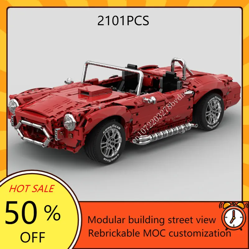 

MOC Technical Shelby Cobra scale 1:8 Hypercar Classic Racing Car Sports Model Building Block Brick Toys Kids Boys Christmas Gift