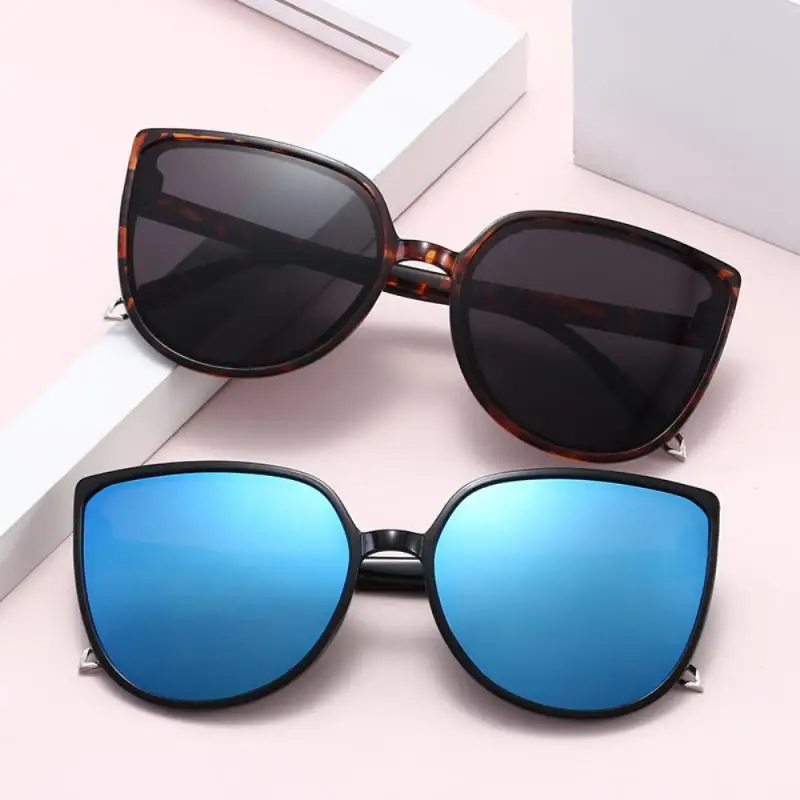 Non-polarized White Color Filter Sunglasses High Quality Polycarbonate Lens Cat Eye Large Frame Sunglasses Anti-glare Lenses