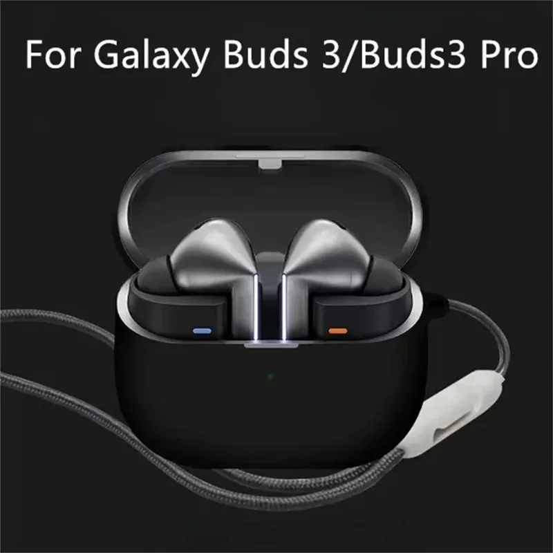 Силиконовый чехол с защитой от потери для Samsung Galaxy Buds 3/Buds3 Pro однотонный наушников