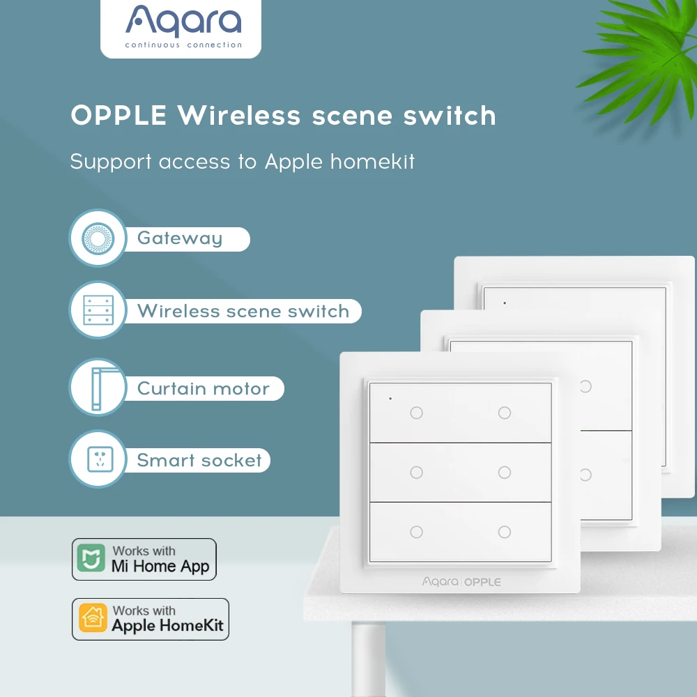 

Беспроводной настенный высветильник ель Aqara Opple Zigbee, переключатель с приложением для Mijia, Apple Homekit