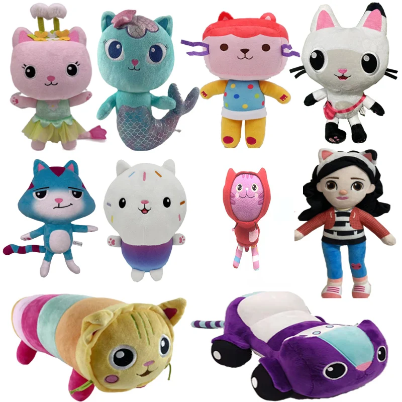 

New 40cm Gabby Dollhouse PillowCat Pandy Paws Car Cat Mermaid Stuffed Plush Toys Mercat Children Kid Birthday Gifts