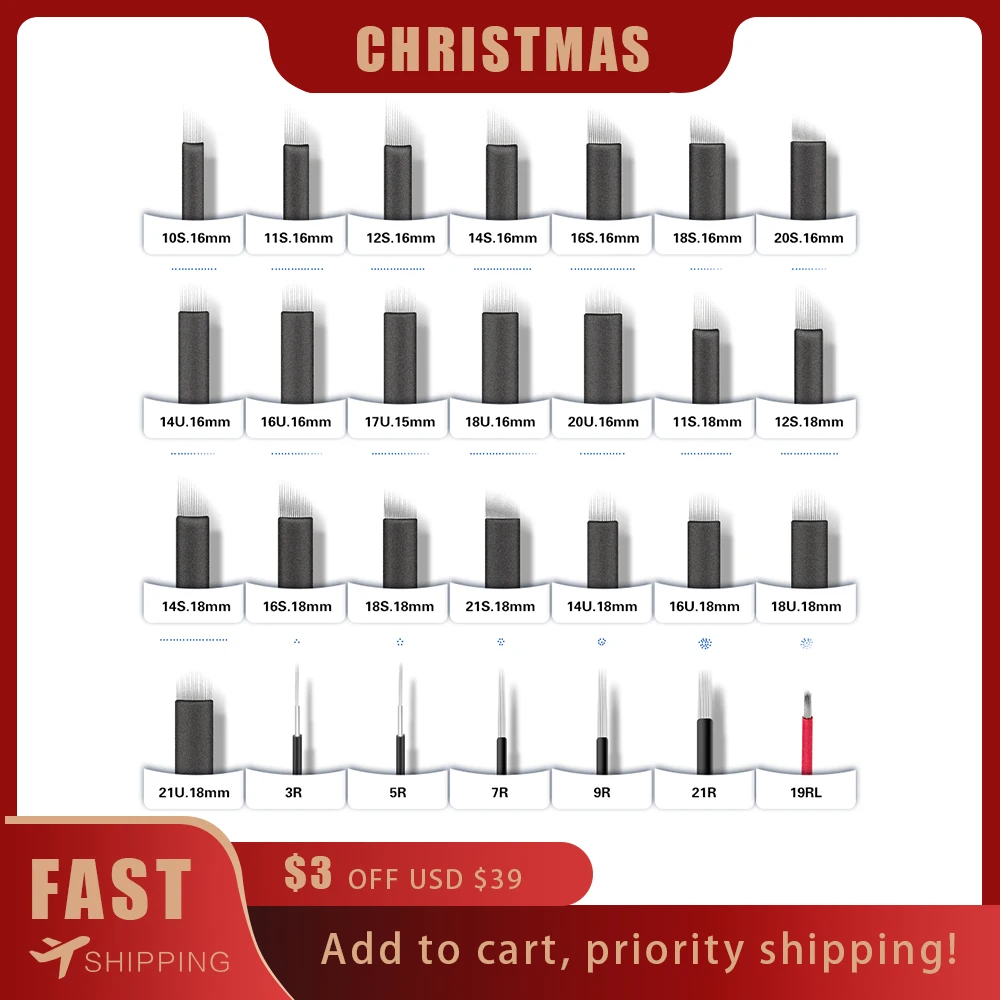 

KZBOY 50 шт. стерильные микроблейдинг Наложение теней иголки для бровей Тату Перманентный макияж