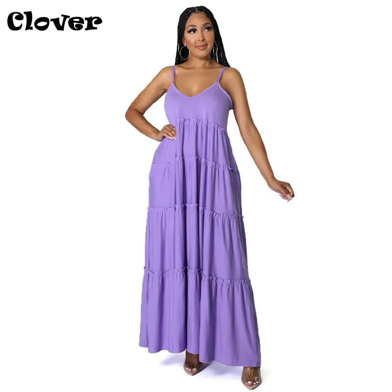 

Chiclover 2022 Summer Ladies Solid Color Long Sleeveless Slip Beach Maxi Dress for Womens Casual Loose Dresses Dropshipping