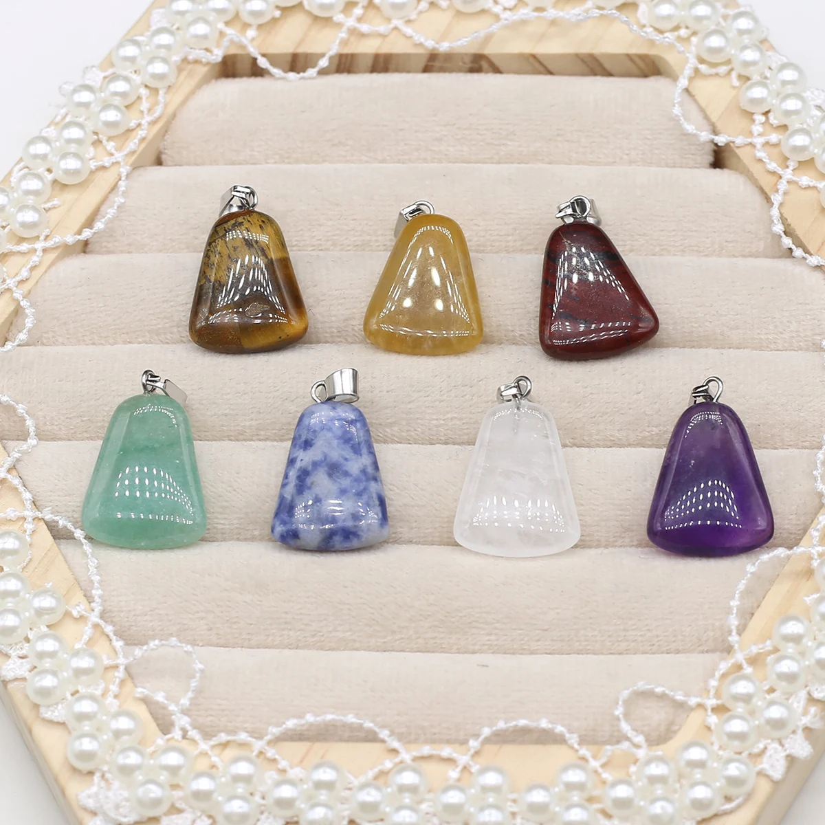 

Natural Stone Trapezoid Decorative Ornaments Pendant Making DIY Fashion Necklace Bracelet with Accessories
