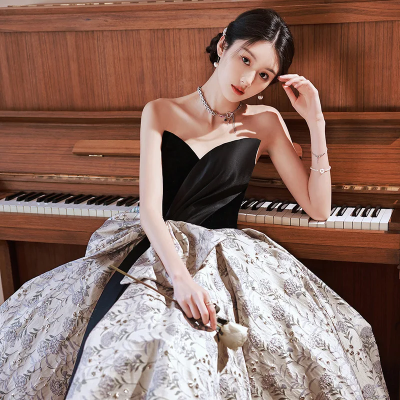 Французские элегантные платья с тонкой талией и принтом для свадебной вечеринки