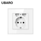 Евророзетка UBARO с панелью из закаленного стекла, с USB, 5 В, 110 мА, 250-в, 16 А