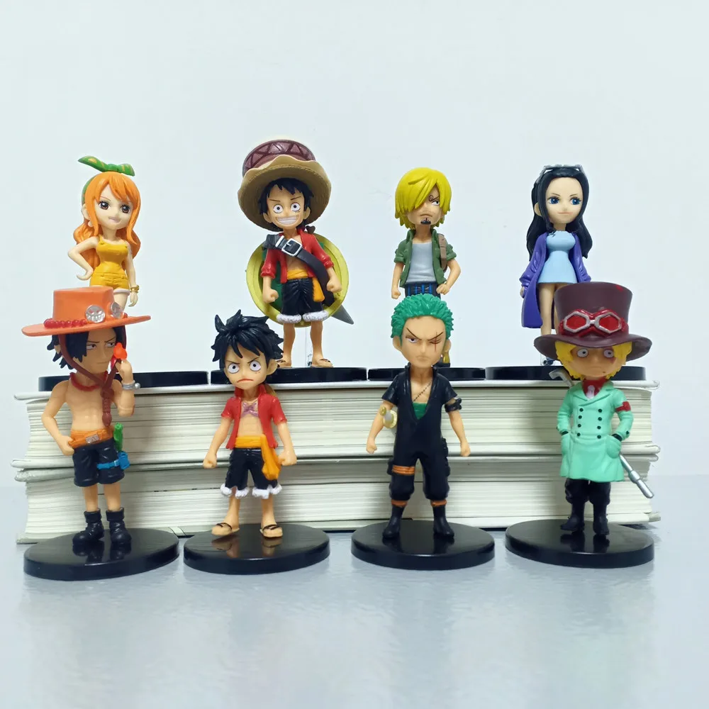 

8 шт./компл. Новые Аниме One Piece, мини-фигурки, игрушки, Luffy Sanji Hancock Ace Roronoa Zoro, фигурки из ПВХ