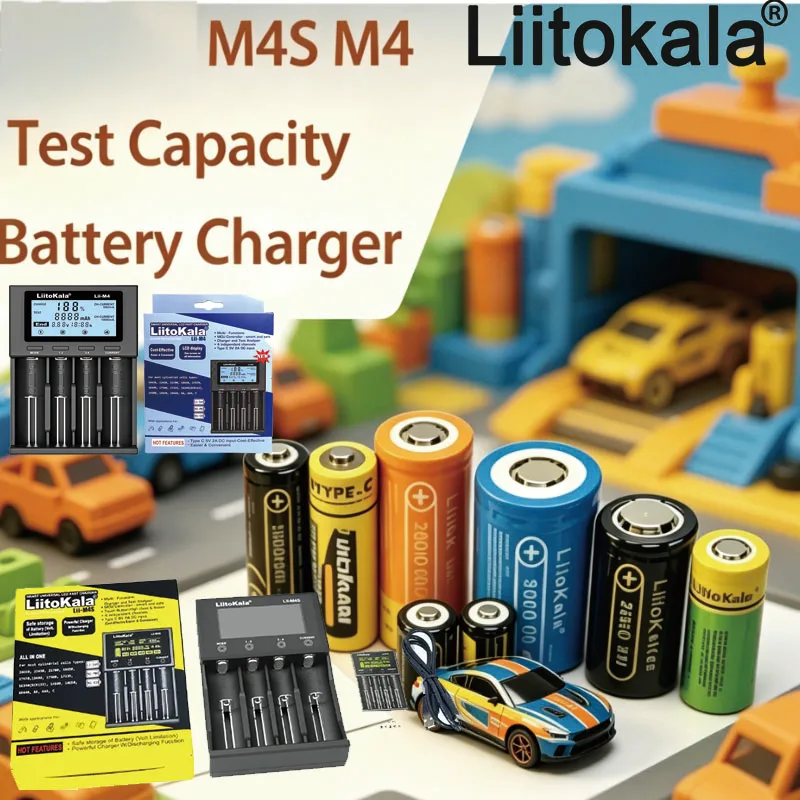 Фото Зарядное устройство LiitoKala Lii-M4S M4 для аккумуляторов 3.7V 1.2V 18650 26650 21700 14500 18350 17500 AA AAA, совместимое с различными типами батарей №1